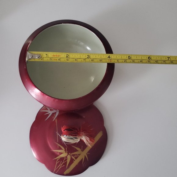 Vintage Japanese Lacquerware Bonbonniere Bowl(s) w/ lids 1 Red, 1 Black… - Picture 8 of 16